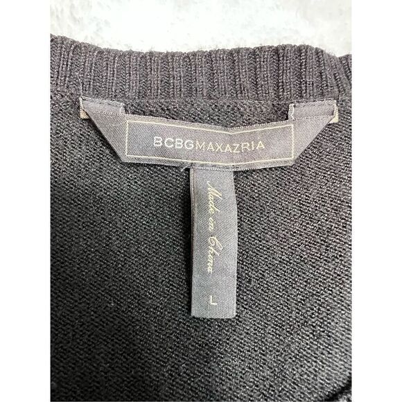 BCBGMAXAZRIA top women’s size large black long sleeve knit fit & flare sweater - Picture 6 of 9